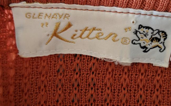 kitten 1960s orange sweater tag